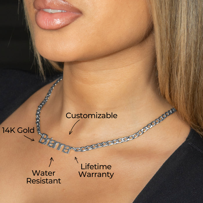 Women Jewelry - White Gold Name Necklace | Style # N14