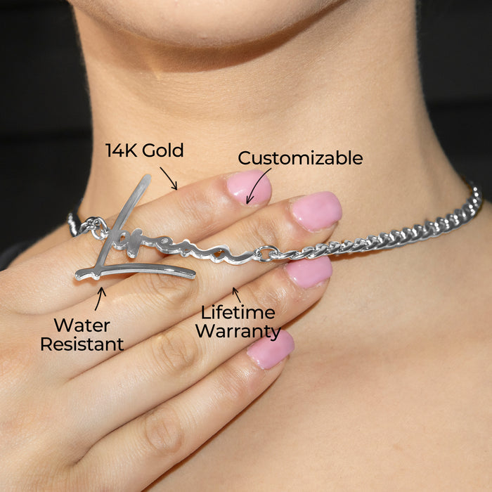 Women Jewelry - White Gold Name Necklace | Style # N30