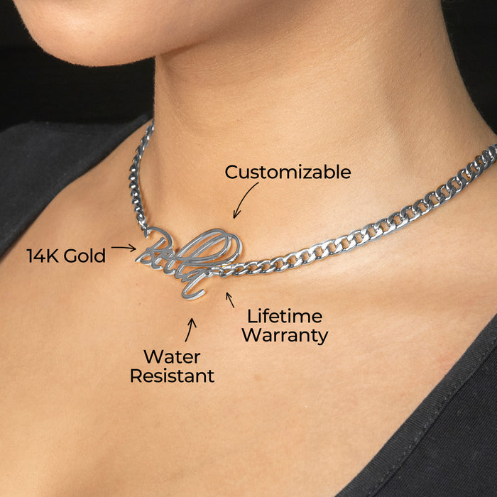 Women Jewelry - White Gold Name Necklace | Style # N37