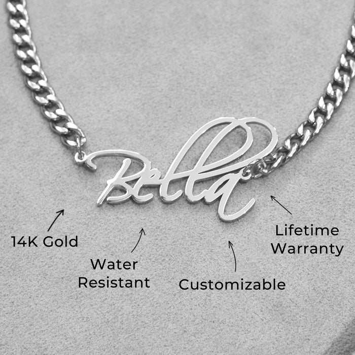 Women Jewelry - White Gold Name Necklace | Style # N37