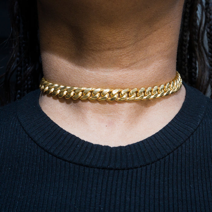 Womens Jewelry - Gold Chain Solid Miami Cuban Link