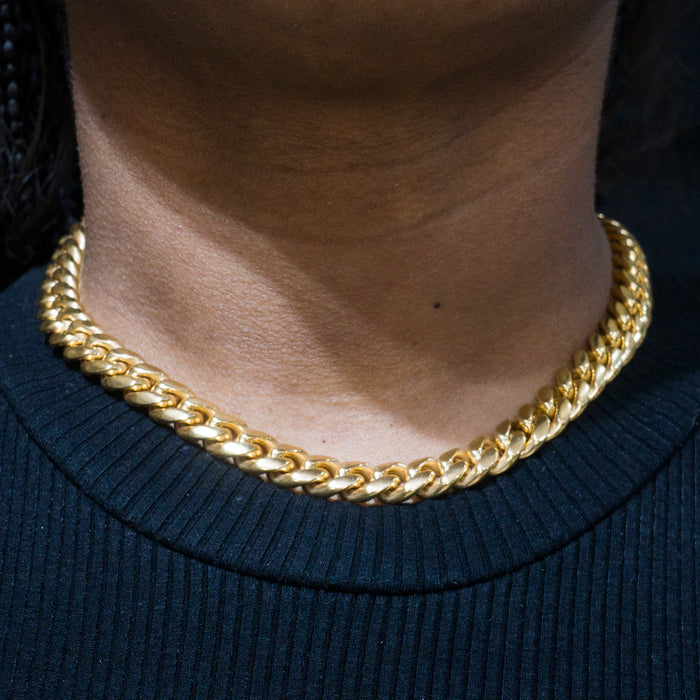 Womens Jewelry - Gold Chain Solid Miami Cuban Link