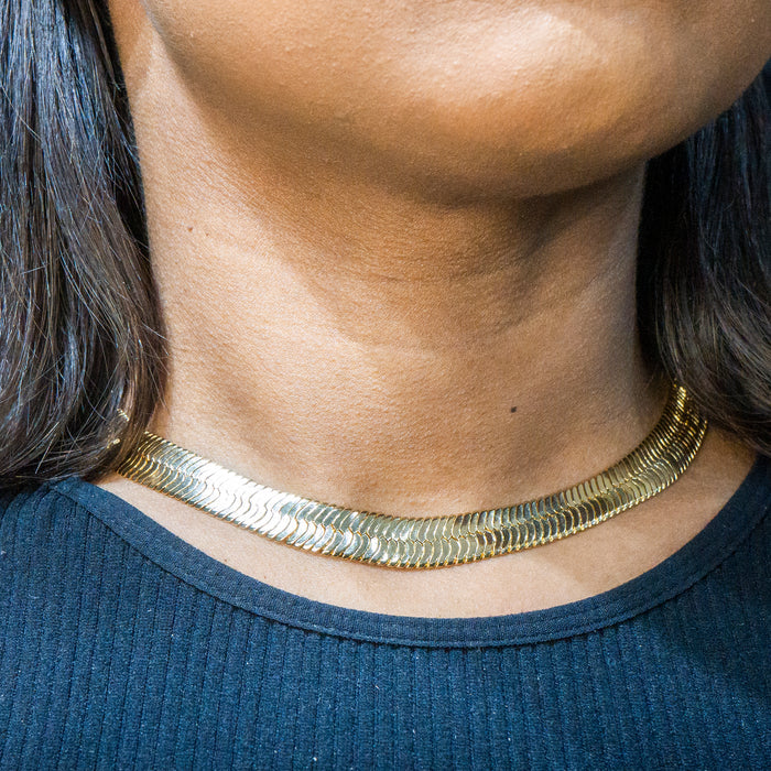 Womens Jewelry - Gold Herringbone Link Chain