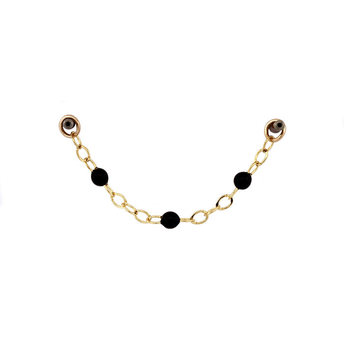 Yellow Cable Chain with Black Beads
